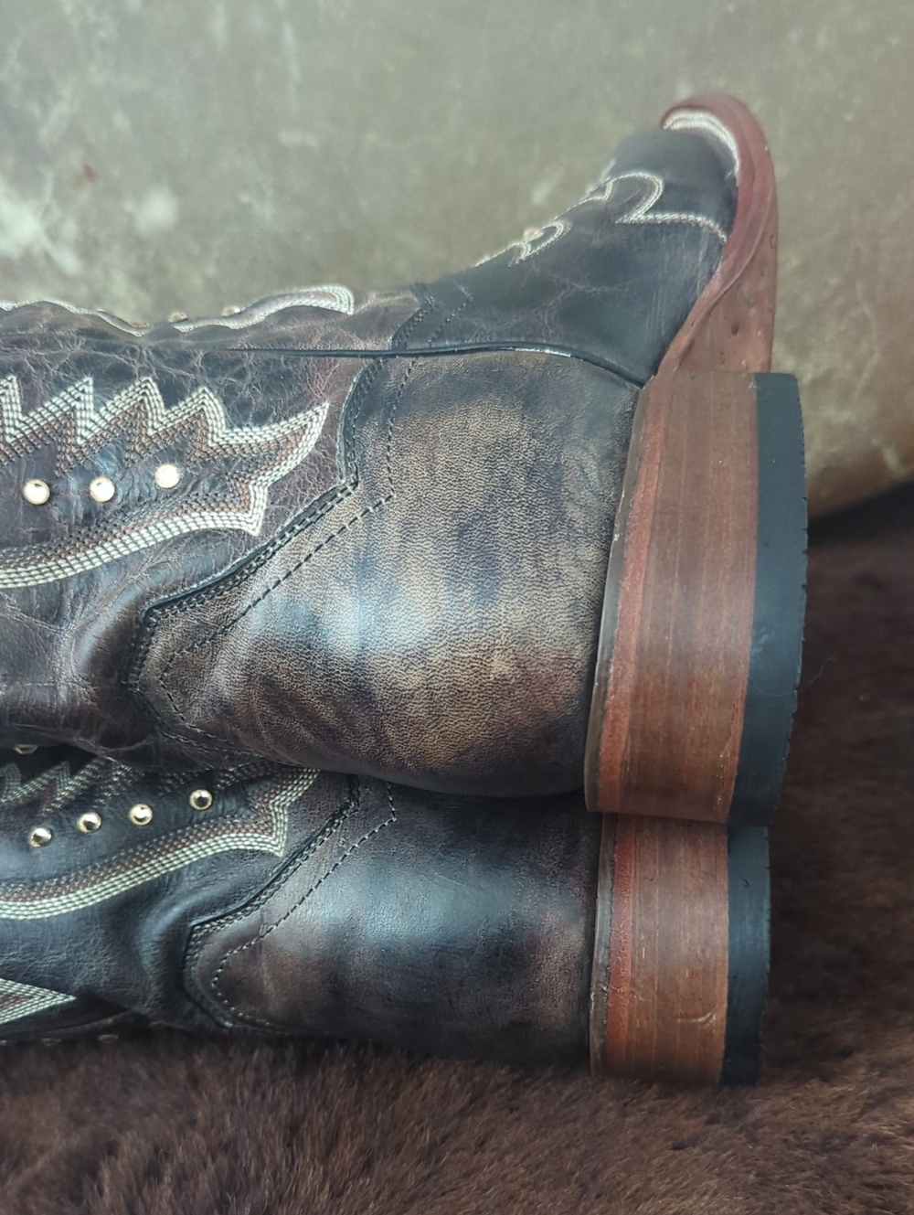 DAN POST DP3770 Espresso Brown leather cowgirl western boots square toe sz 9 EUC - Picture 15 of 16